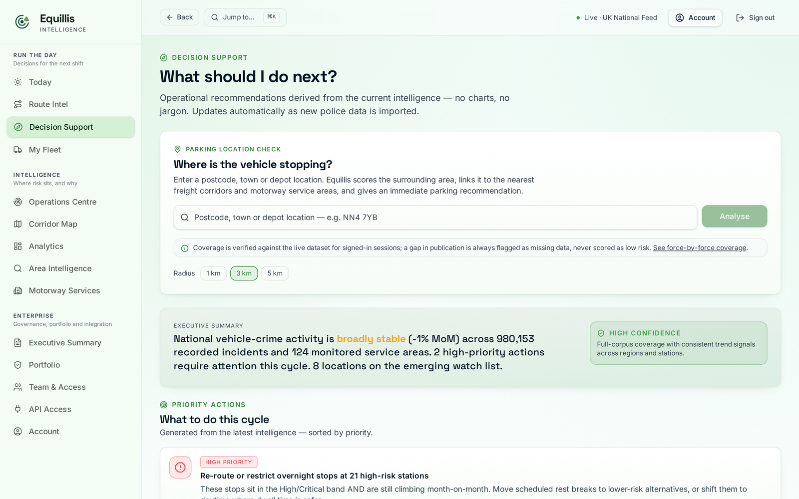 Equillis decision support giving parking and routing recommendations